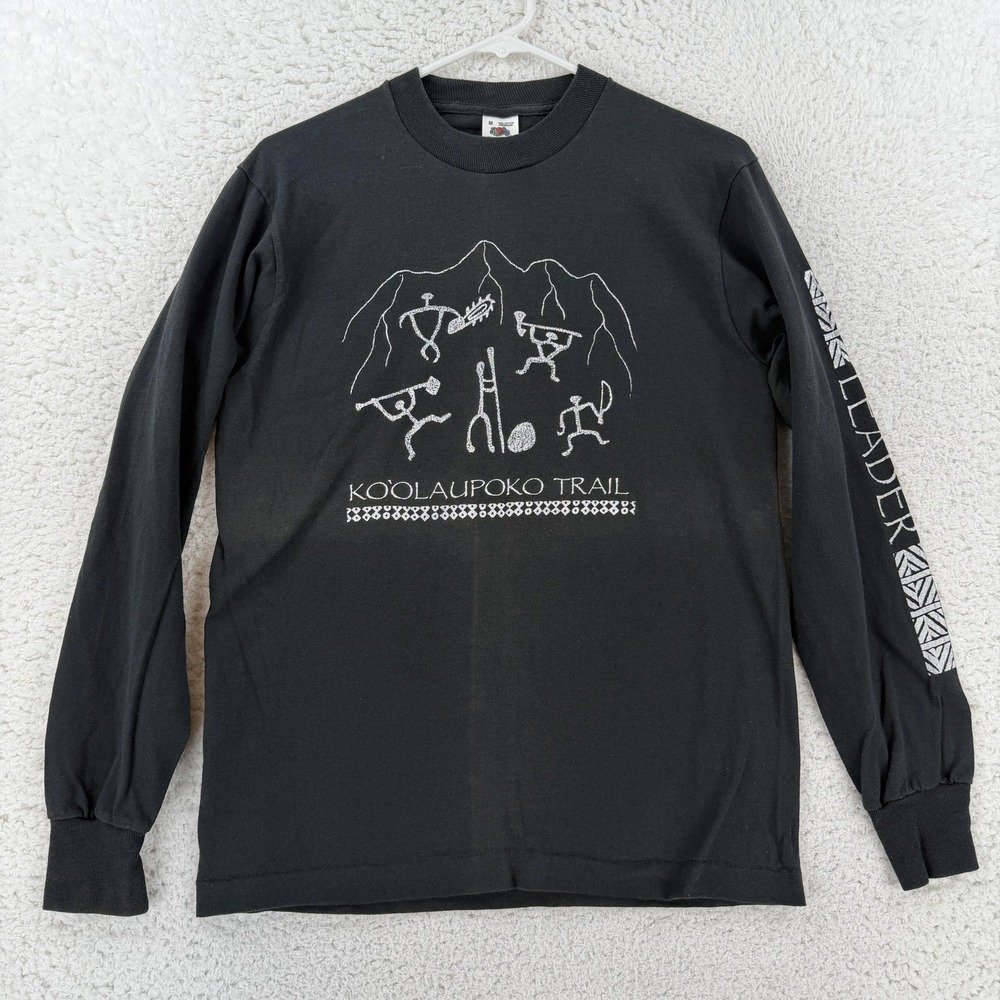 Vintage Fruit of the Loom Koolaupoko Trail Hiking Shirt Mens Medium Black USA